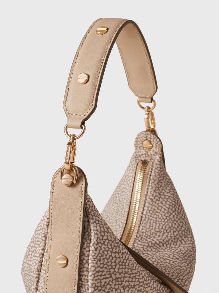 Op Recycled fabric and letaher Handbag - FRAME HOBO BAG SMALL - Borbonese