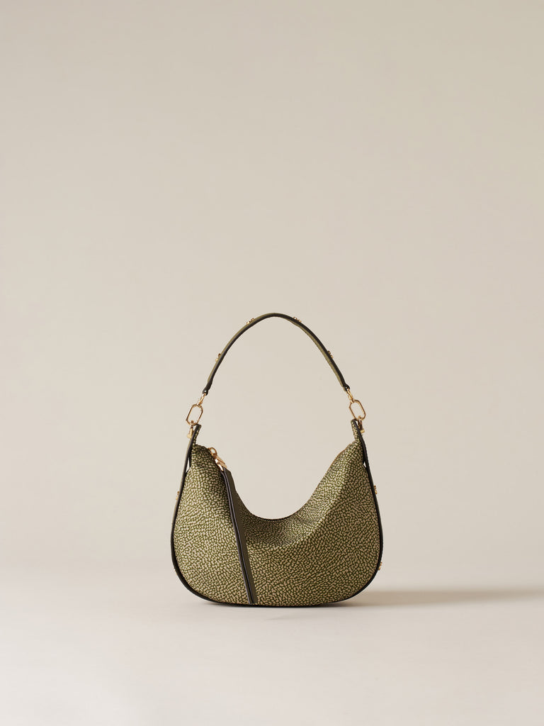 Borsa a mano di Tessuto riciclato Op e Pelle - FRAME BORSA HOBO SMALL - Borbonese