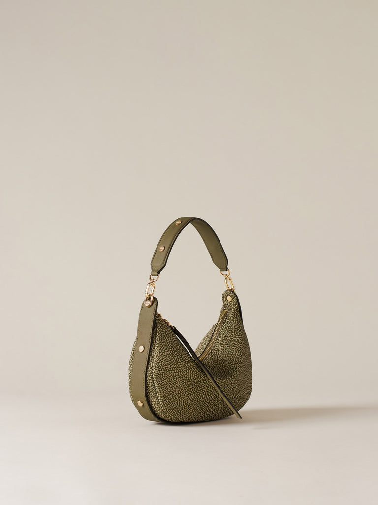 Borsa a mano di Tessuto riciclato Op e Pelle - FRAME BORSA HOBO SMALL - Borbonese