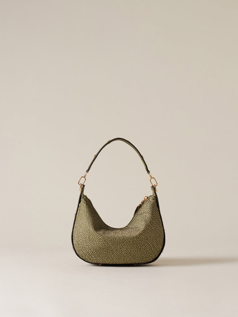 Borsa a mano di Tessuto riciclato Op e Pelle - FRAME BORSA HOBO SMALL - Borbonese