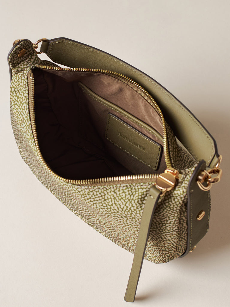 Borsa a mano di Tessuto riciclato Op e Pelle - FRAME BORSA HOBO SMALL - Borbonese