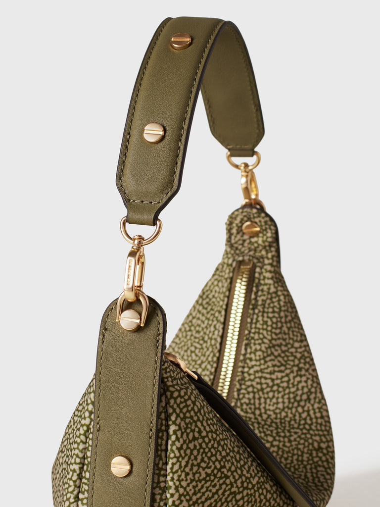 Op Recycled fabric and letaher Handbag - FRAME HOBO BAG SMALL - Borbonese