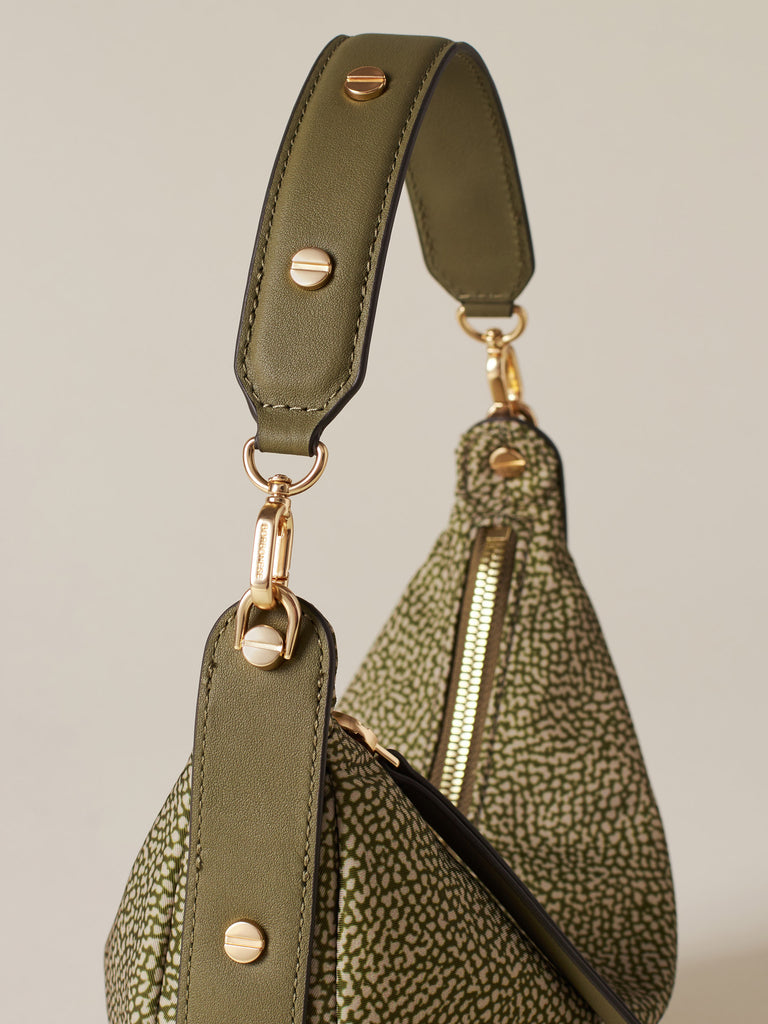 Borsa a mano di Tessuto riciclato Op e Pelle - FRAME BORSA HOBO SMALL - Borbonese