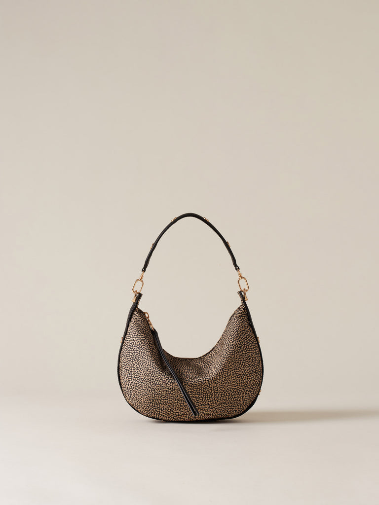 Borsa a mano di Tessuto riciclato Op e Pelle - FRAME BORSA HOBO SMALL - Borbonese