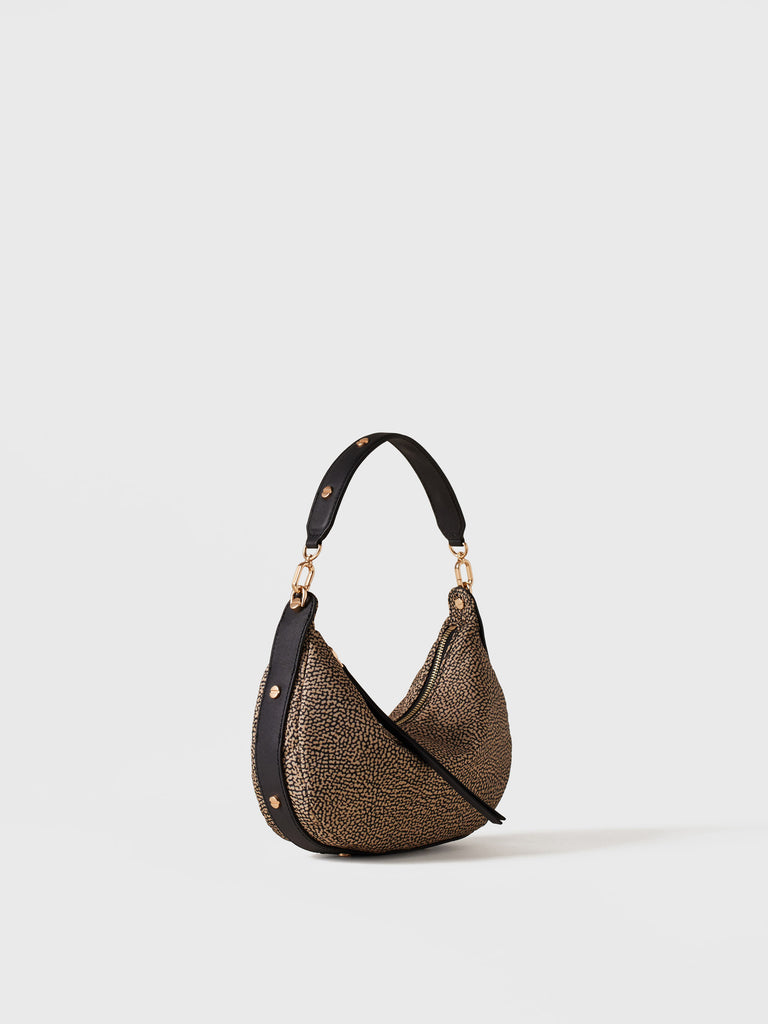 Op Recycled fabric and letaher Handbag - FRAME HOBO BAG SMALL - Borbonese
