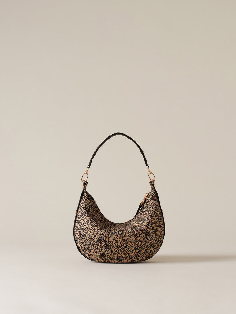 Borsa a mano di Tessuto riciclato Op e Pelle - FRAME BORSA HOBO SMALL - Borbonese