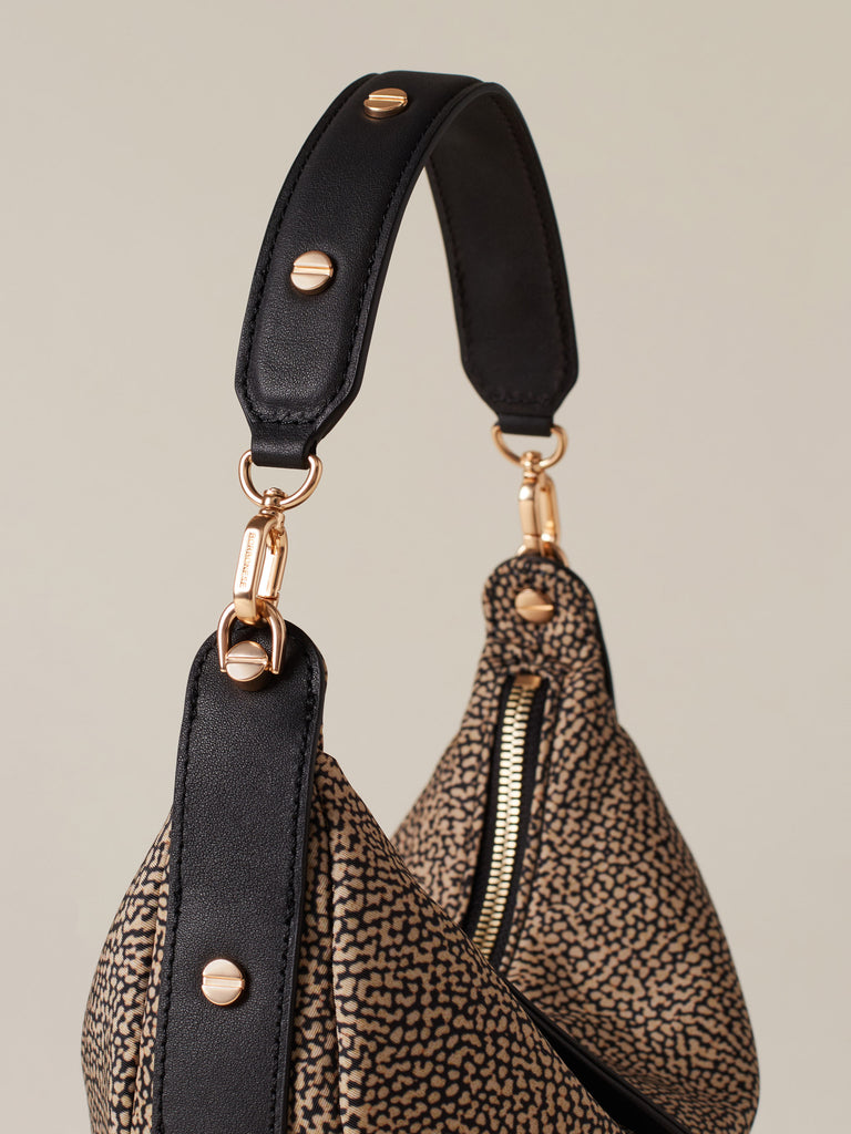 Borsa a mano di Tessuto riciclato Op e Pelle - FRAME BORSA HOBO SMALL - Borbonese