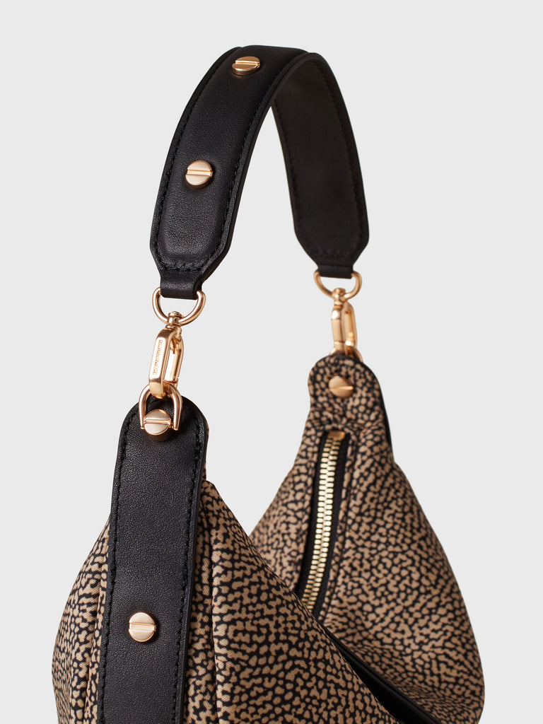 Op Recycled fabric and letaher Handbag - FRAME HOBO BAG SMALL - Borbonese