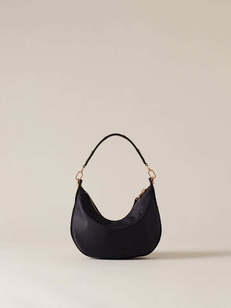 Borsa a mano di Tessuto riciclato Op e Pelle - FRAME BORSA HOBO SMALL - Borbonese