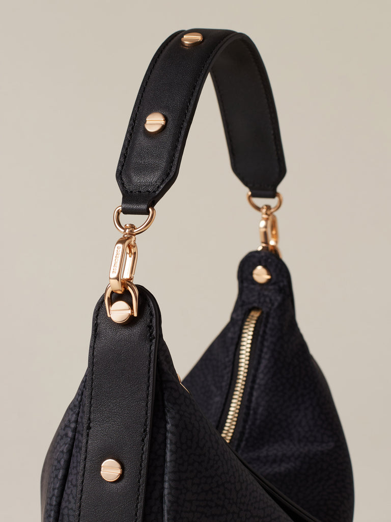 Borsa a mano di Tessuto riciclato Op e Pelle - FRAME BORSA HOBO SMALL - Borbonese