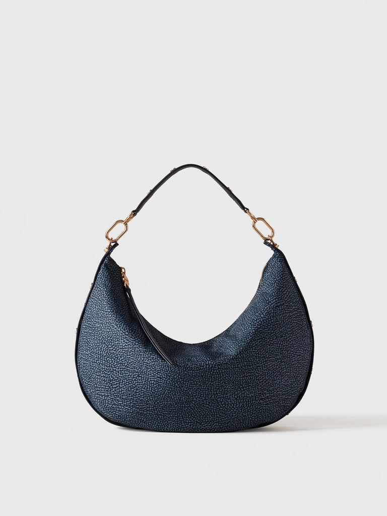 Op Recycled fabric and leather Shoulder bag - FRAME HOBO BAG MEDIUM - Borbonese