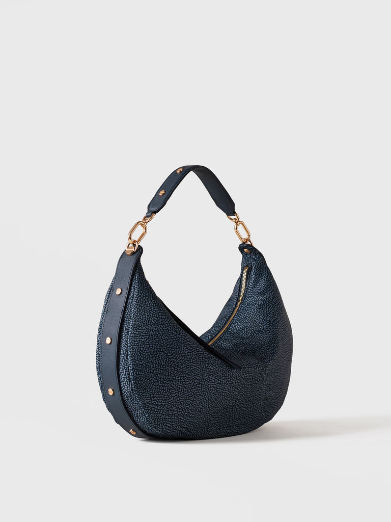 Op Recycled fabric and leather Shoulder bag - FRAME HOBO BAG MEDIUM - Borbonese