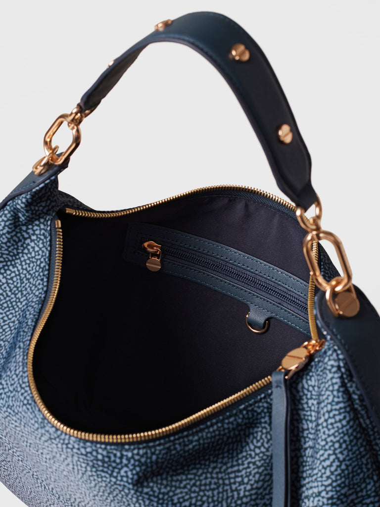 Op Recycled fabric and leather Shoulder bag - FRAME HOBO BAG MEDIUM - Borbonese