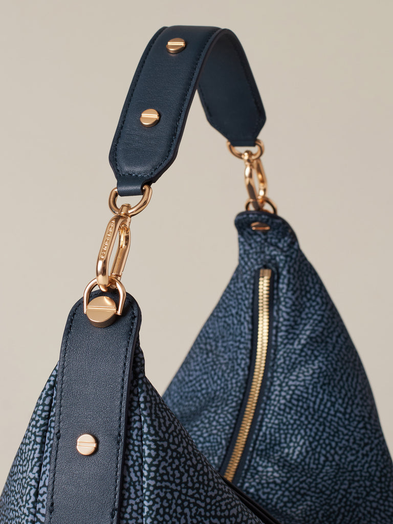 Borsa a spalla di Tessuto riciclato Op e Pelle - FRAME BORSA HOBO MEDIUM - Borbonese