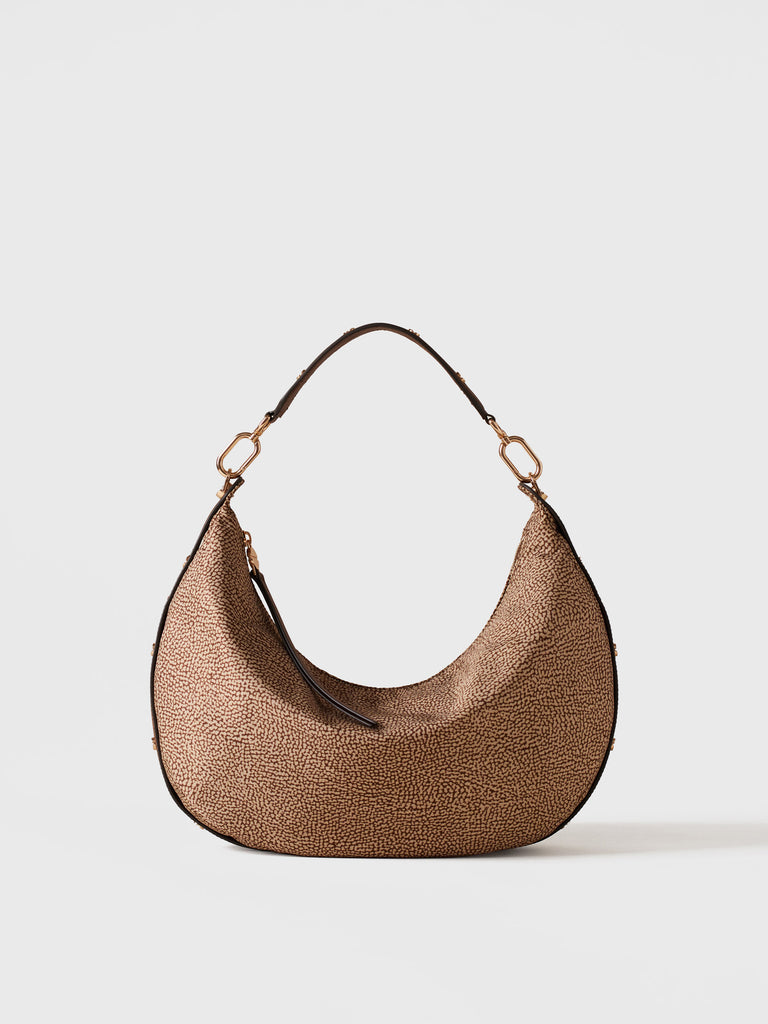 Op Recycled fabric and leather Shoulder bag - FRAME HOBO BAG MEDIUM - Borbonese
