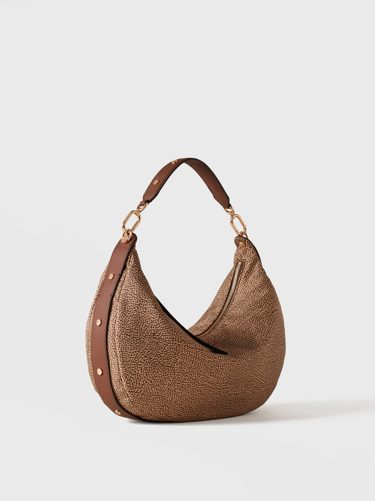 Op Recycled fabric and leather Shoulder bag - FRAME HOBO BAG MEDIUM - Borbonese