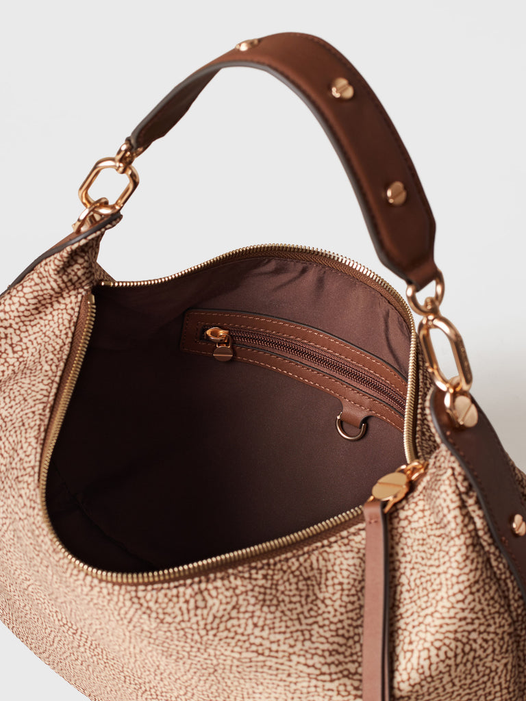 Op Recycled fabric and leather Shoulder bag - FRAME HOBO BAG MEDIUM - Borbonese