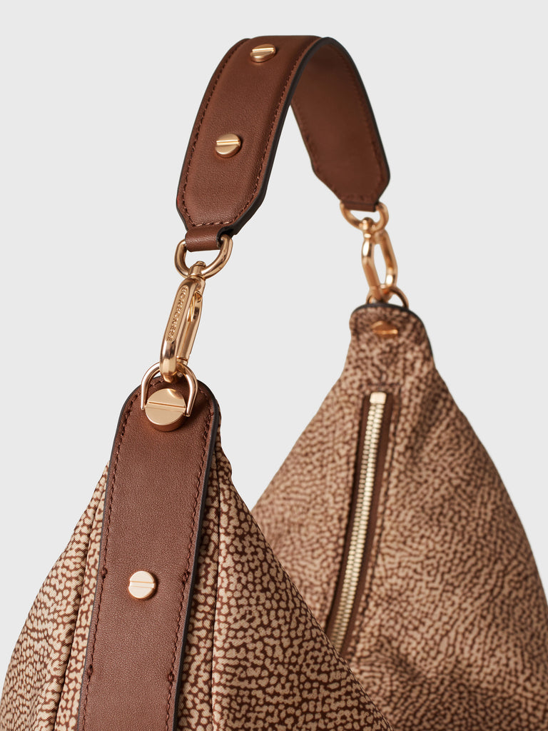 Op Recycled fabric and leather Shoulder bag - FRAME HOBO BAG MEDIUM - Borbonese