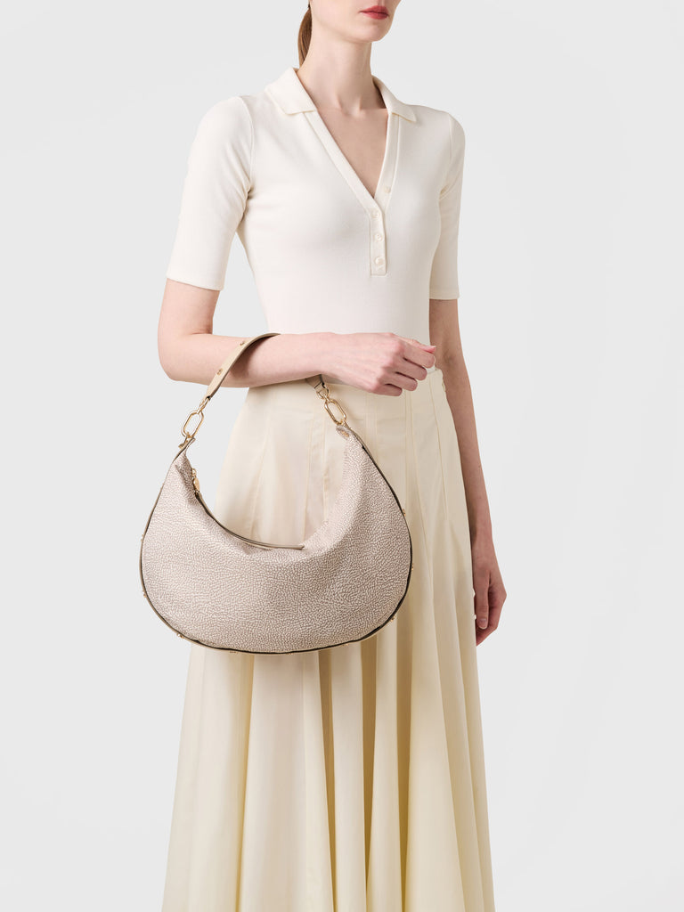 Op Recycled fabric and leather Shoulder bag - FRAME HOBO BAG MEDIUM - Borbonese