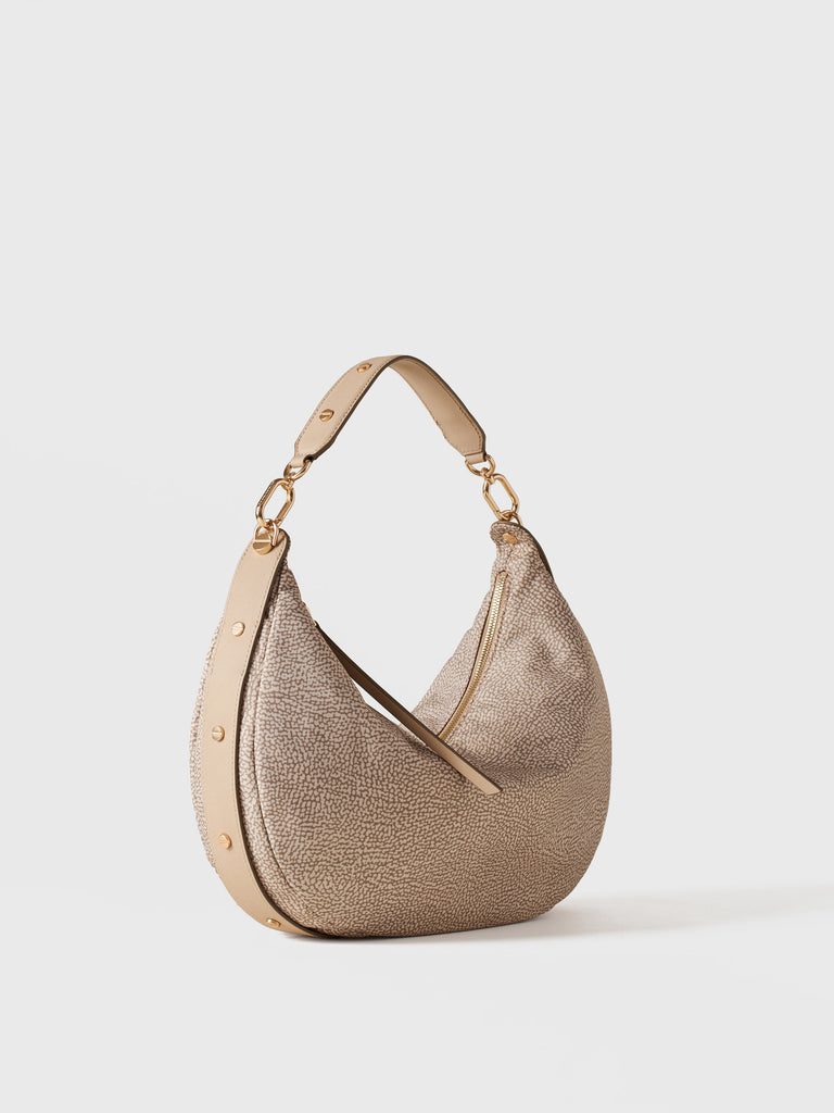 Op Recycled fabric and leather Shoulder bag - FRAME HOBO BAG MEDIUM - Borbonese