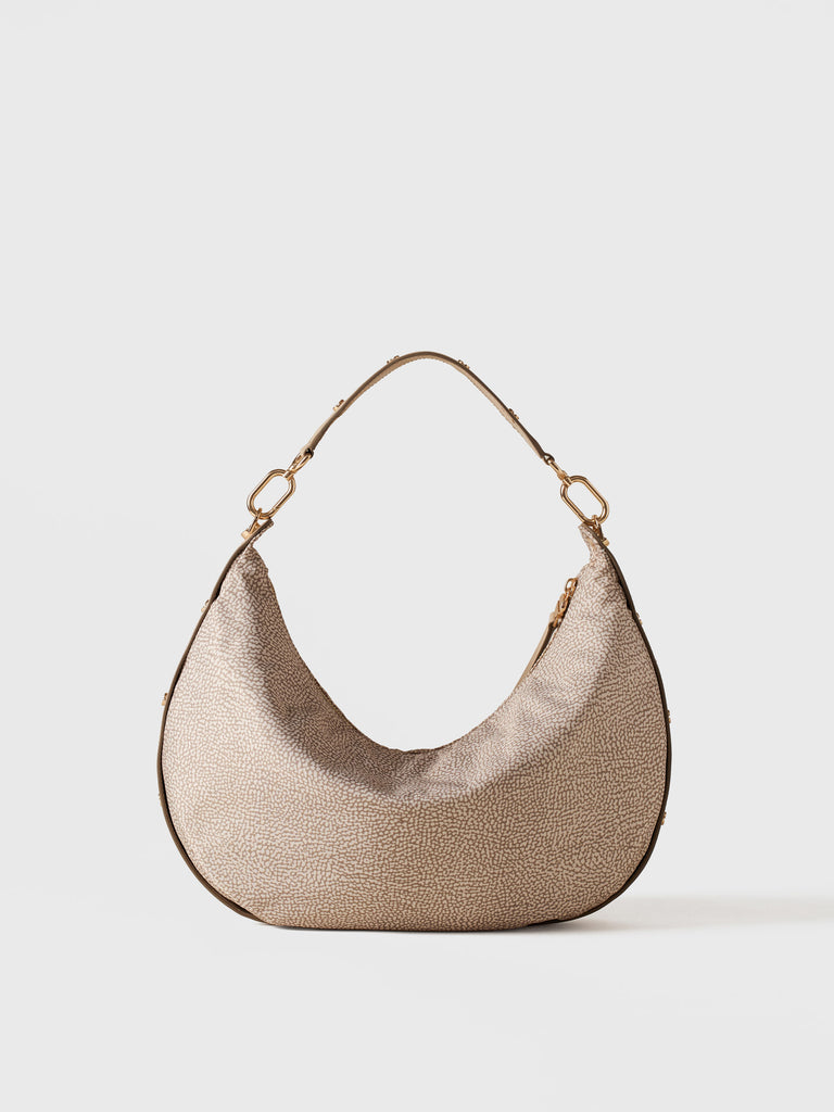 Op Recycled fabric and leather Shoulder bag - FRAME HOBO BAG MEDIUM - Borbonese