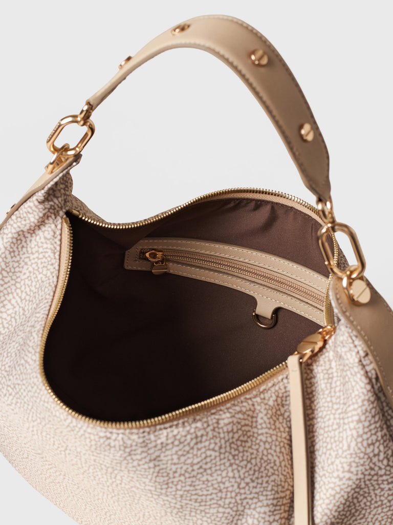Op Recycled fabric and leather Shoulder bag - FRAME HOBO BAG MEDIUM - Borbonese