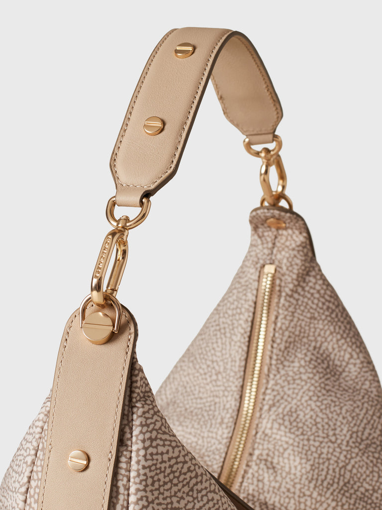 Op Recycled fabric and leather Shoulder bag - FRAME HOBO BAG MEDIUM - Borbonese