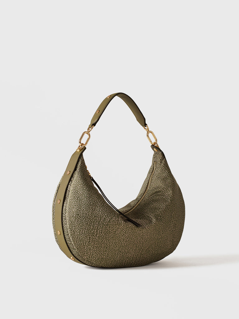 Op Recycled fabric and leather Shoulder bag - FRAME HOBO BAG MEDIUM - Borbonese