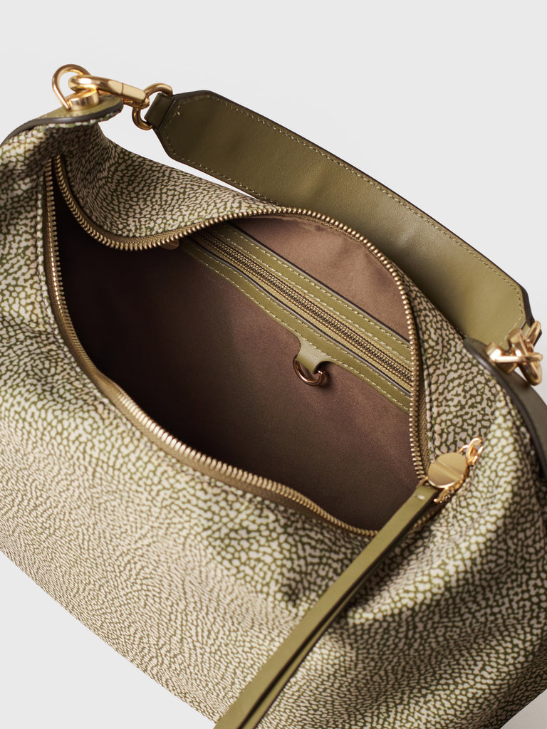 Op Recycled fabric and leather Shoulder bag - FRAME HOBO BAG MEDIUM - Borbonese