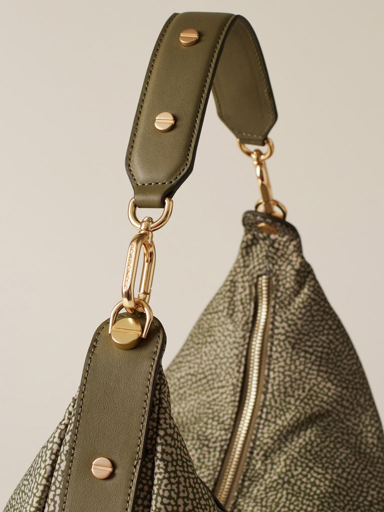 Borsa a spalla di Tessuto riciclato Op e Pelle - FRAME BORSA HOBO MEDIUM - Borbonese