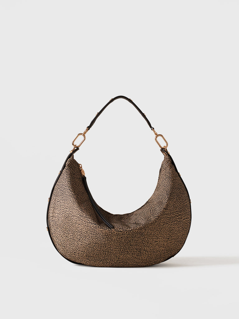 Op Recycled fabric and leather Shoulder bag - FRAME HOBO BAG MEDIUM - Borbonese
