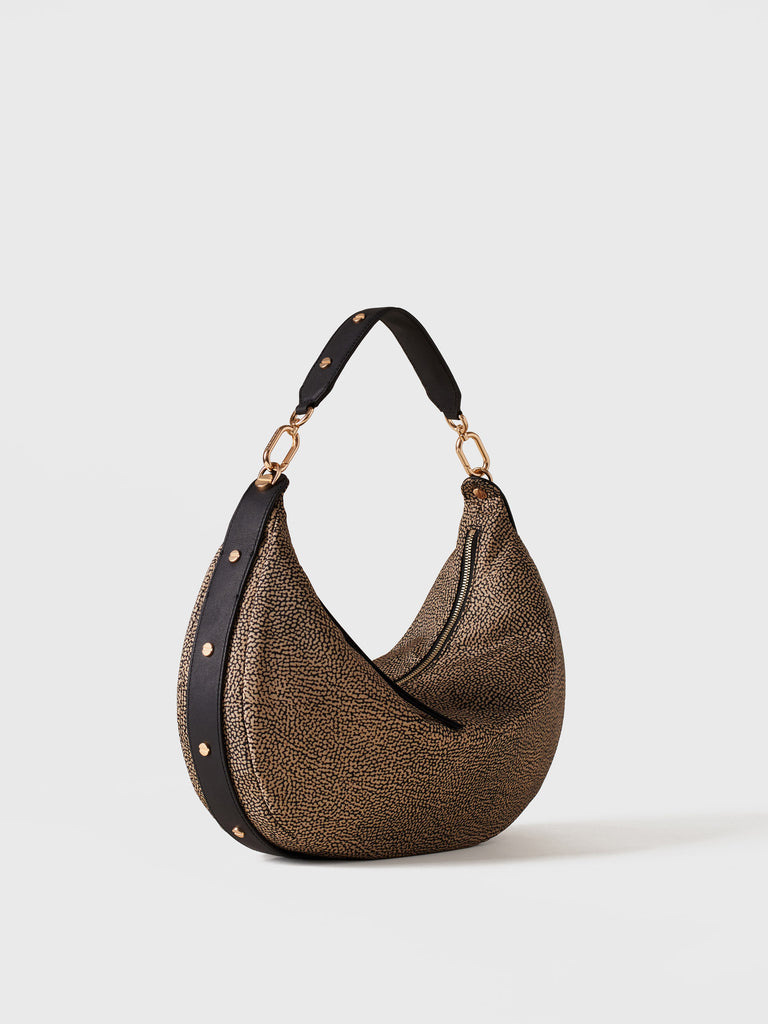 Op Recycled fabric and leather Shoulder bag - FRAME HOBO BAG MEDIUM - Borbonese