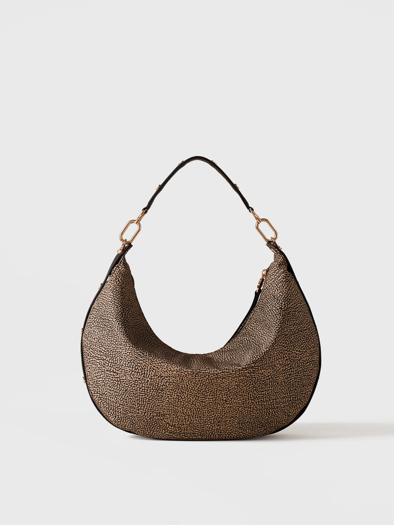Op Recycled fabric and leather Shoulder bag - FRAME HOBO BAG MEDIUM - Borbonese