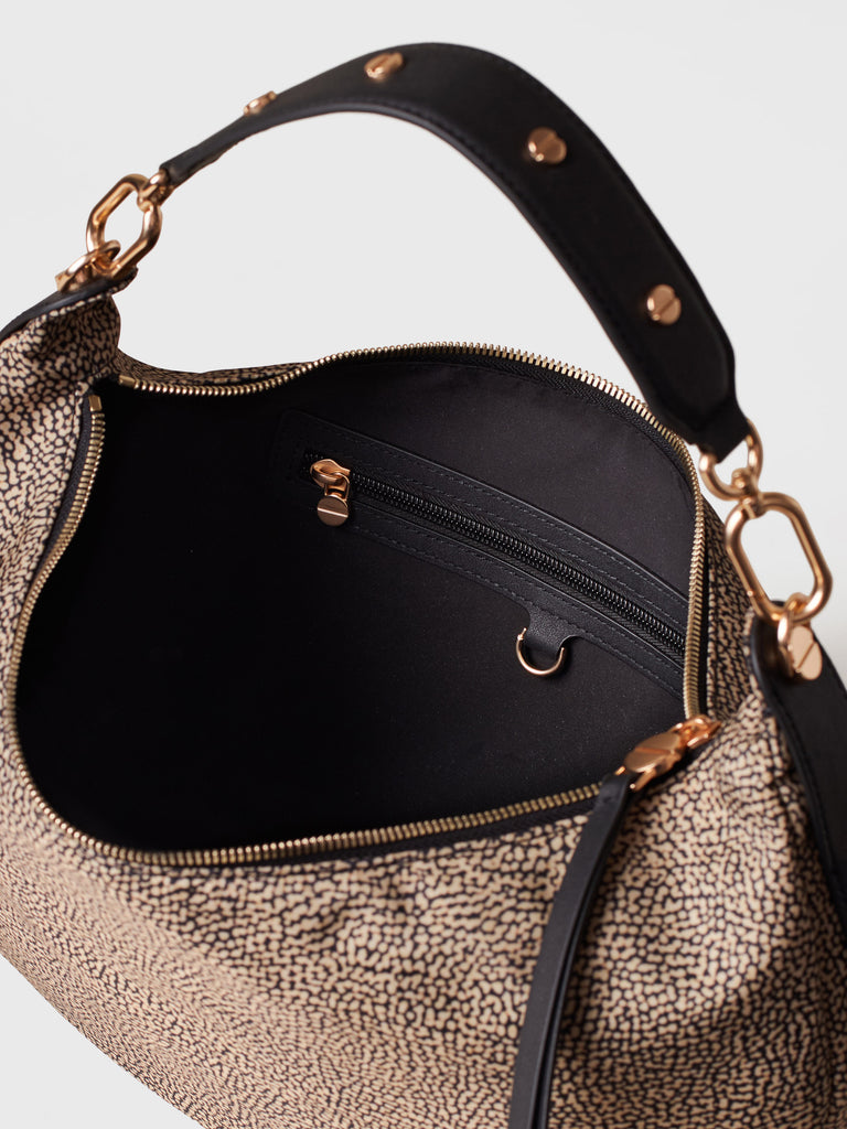 Op Recycled fabric and leather Shoulder bag - FRAME HOBO BAG MEDIUM - Borbonese