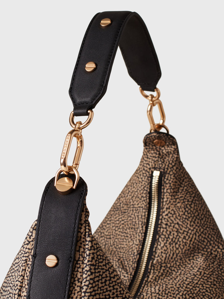 Op Recycled fabric and leather Shoulder bag - FRAME HOBO BAG MEDIUM - Borbonese