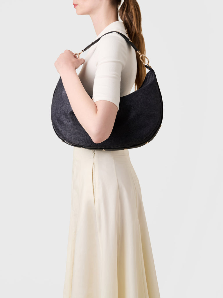 Op Recycled fabric and leather Shoulder bag - FRAME HOBO BAG MEDIUM - Borbonese
