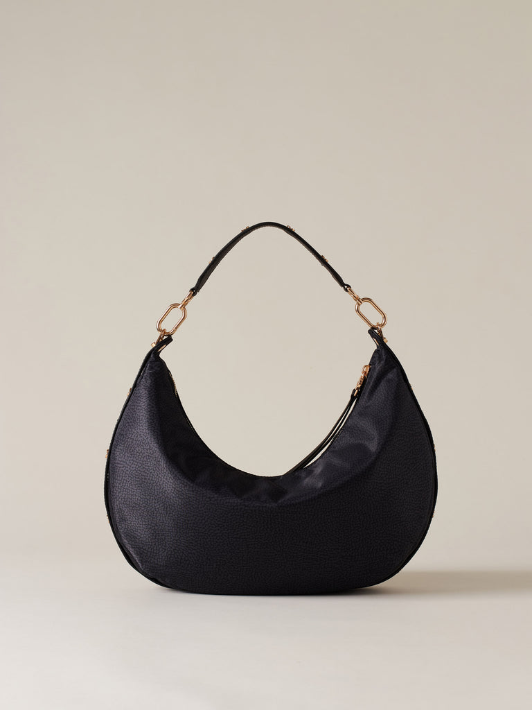 Borsa a spalla di Tessuto riciclato Op e Pelle - FRAME BORSA HOBO MEDIUM - Borbonese