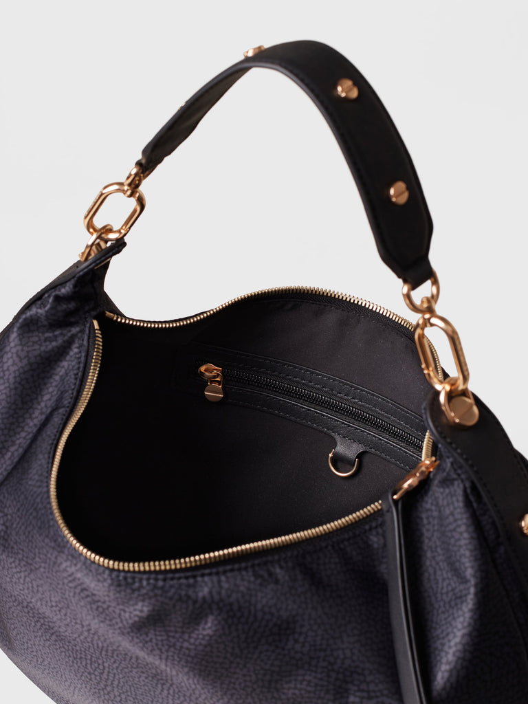Op Recycled fabric and leather Shoulder bag - FRAME HOBO BAG MEDIUM - Borbonese