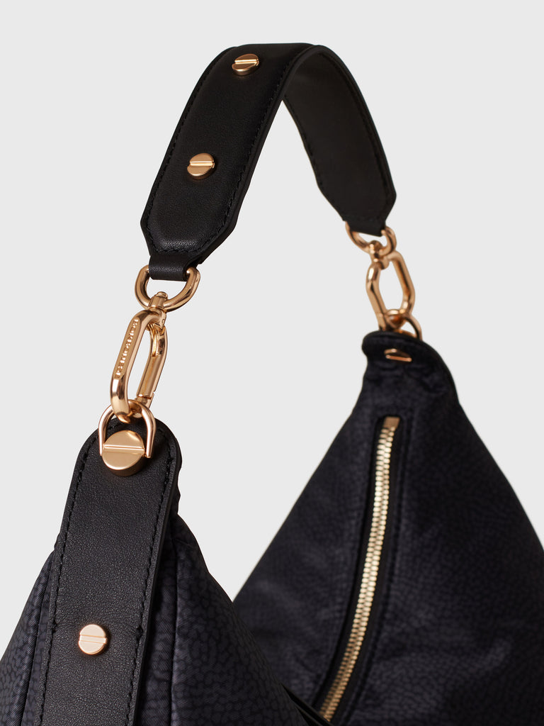 Op Recycled fabric and leather Shoulder bag - FRAME HOBO BAG MEDIUM - Borbonese