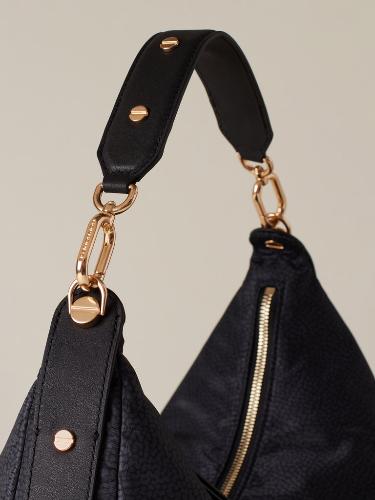 Borsa a spalla di Tessuto riciclato Op e Pelle - FRAME BORSA HOBO MEDIUM - Borbonese