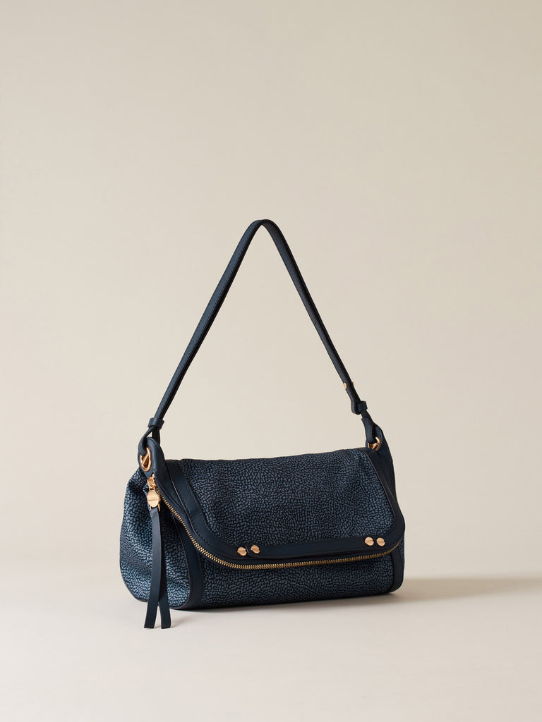 Borsa a tracolla di Tessuto riciclato Op e Pelle  - FRAME TRACOLLA SMALL - Borbonese