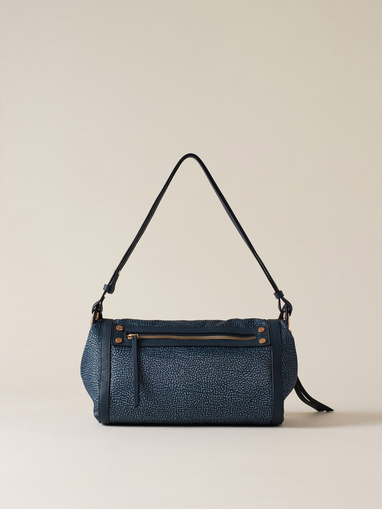 Borsa a tracolla di Tessuto riciclato Op e Pelle  - FRAME TRACOLLA SMALL - Borbonese