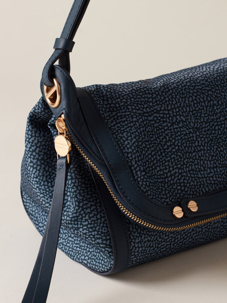 Borsa a tracolla di Tessuto riciclato Op e Pelle  - FRAME TRACOLLA SMALL - Borbonese