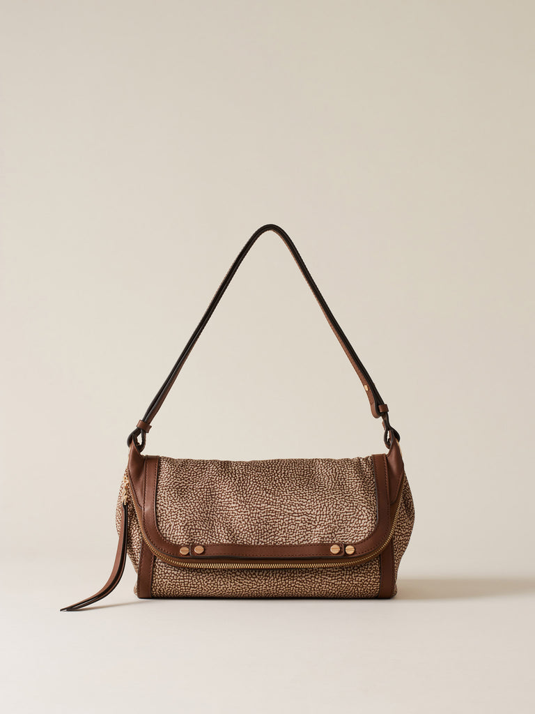 Borsa a tracolla di Tessuto riciclato Op e Pelle  - FRAME TRACOLLA SMALL - Borbonese