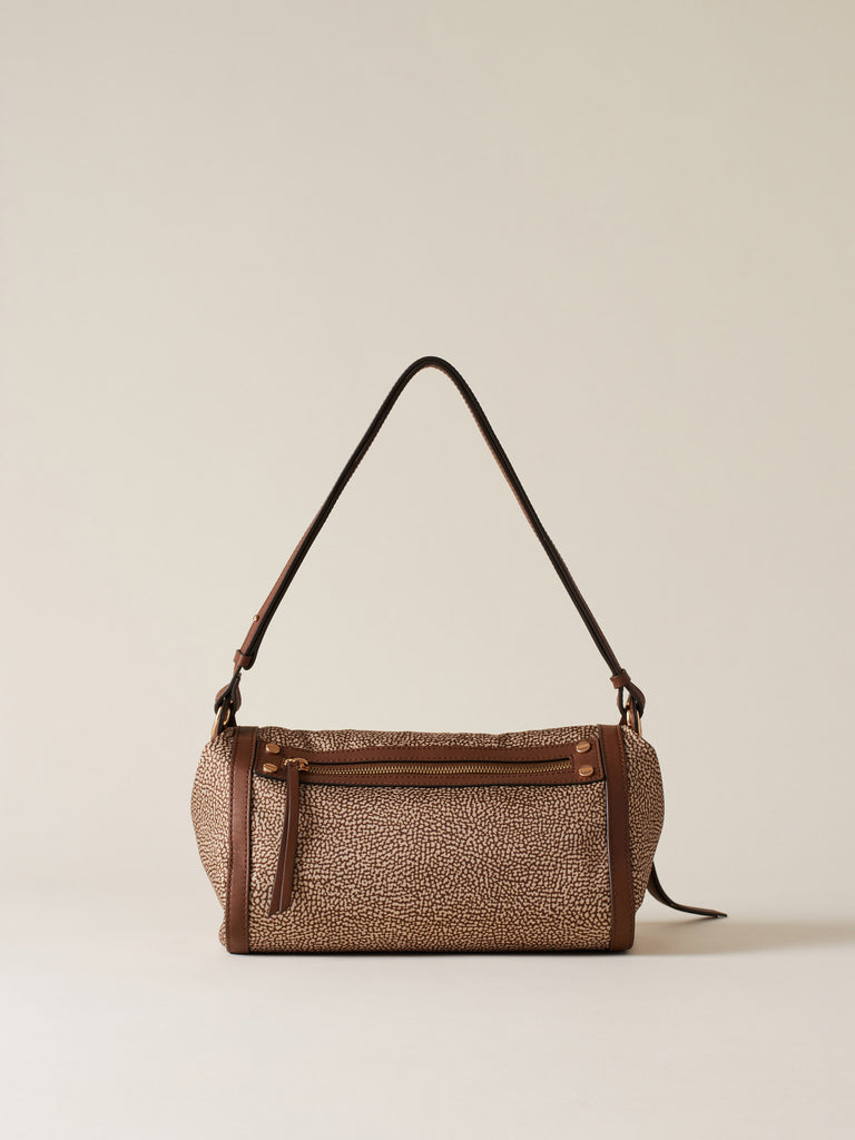 Borsa a tracolla di Tessuto riciclato Op e Pelle  - FRAME TRACOLLA SMALL - Borbonese