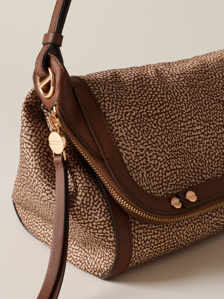 Borsa a tracolla di Tessuto riciclato Op e Pelle  - FRAME TRACOLLA SMALL - Borbonese