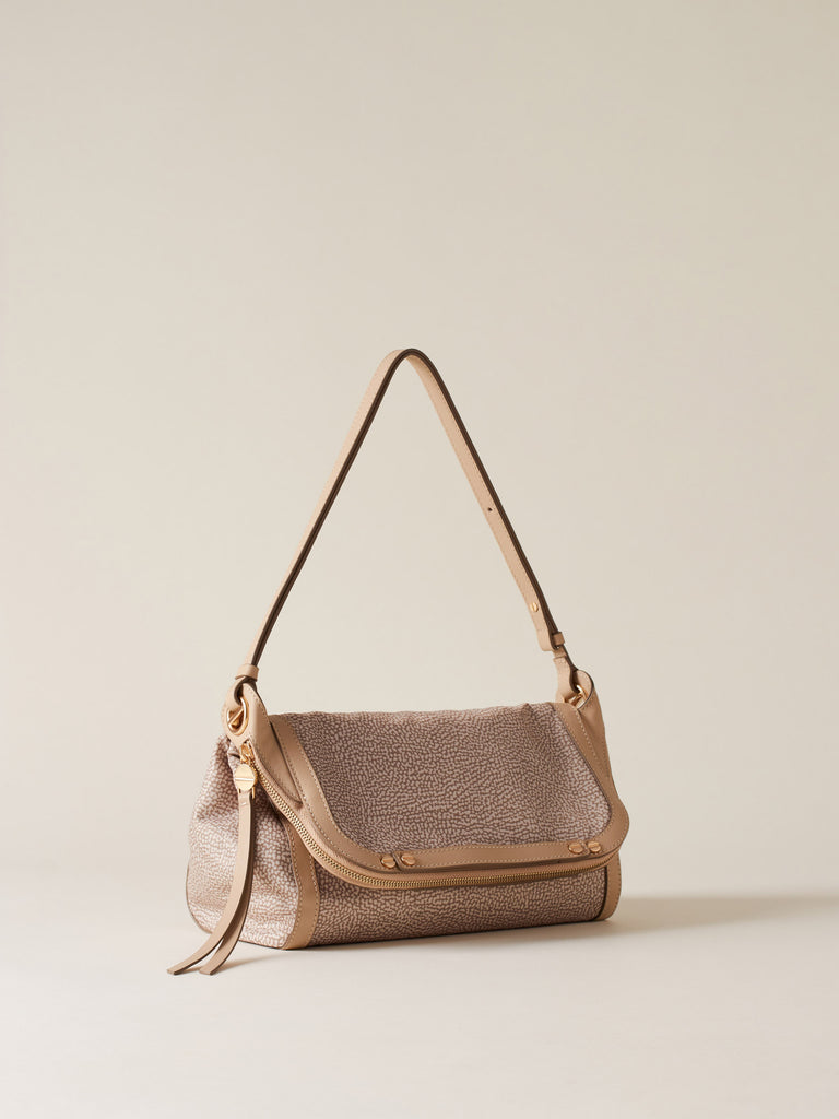 Borsa a tracolla di Tessuto riciclato Op e Pelle  - FRAME TRACOLLA SMALL - Borbonese