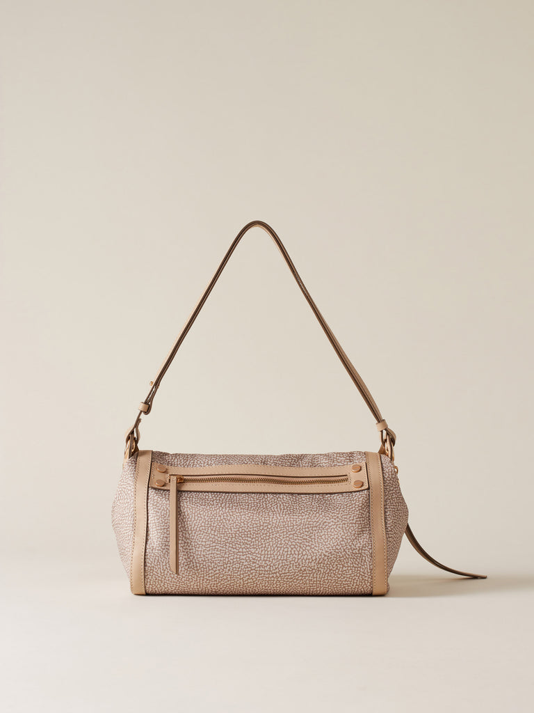 Borsa a tracolla di Tessuto riciclato Op e Pelle  - FRAME TRACOLLA SMALL - Borbonese