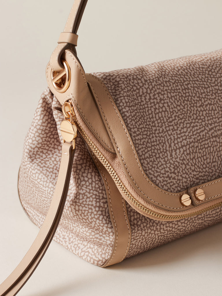 Borsa a tracolla di Tessuto riciclato Op e Pelle  - FRAME TRACOLLA SMALL - Borbonese