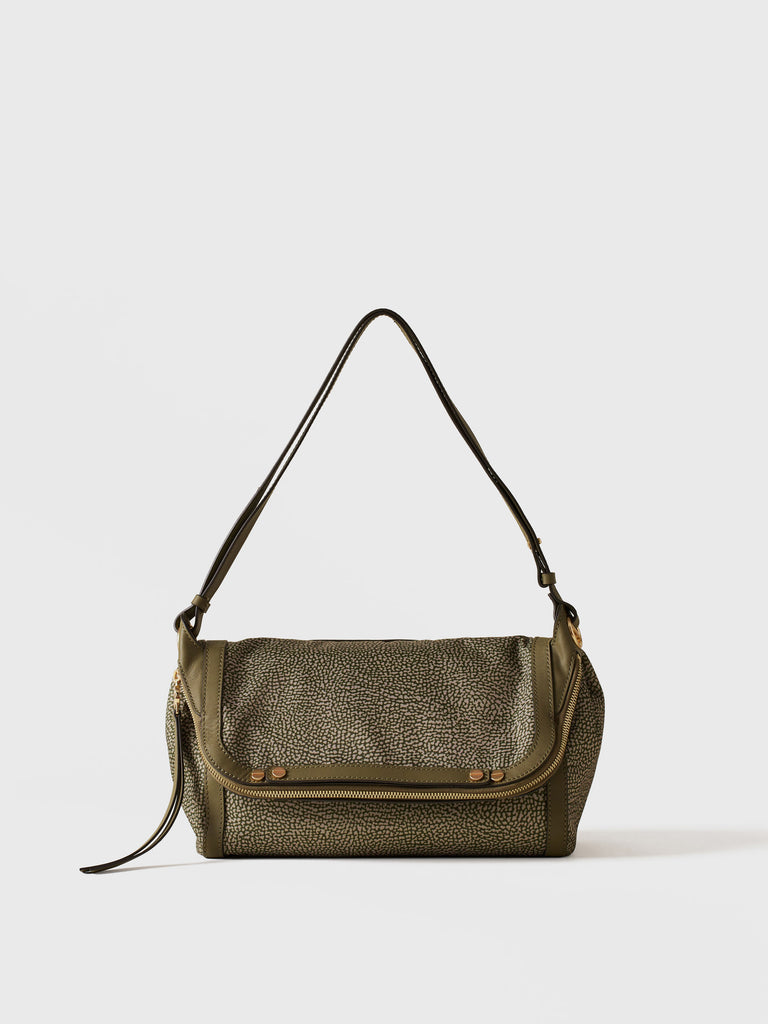 Borsa a tracolla di Tessuto riciclato Op e Pelle  - FRAME TRACOLLA SMALL - Borbonese